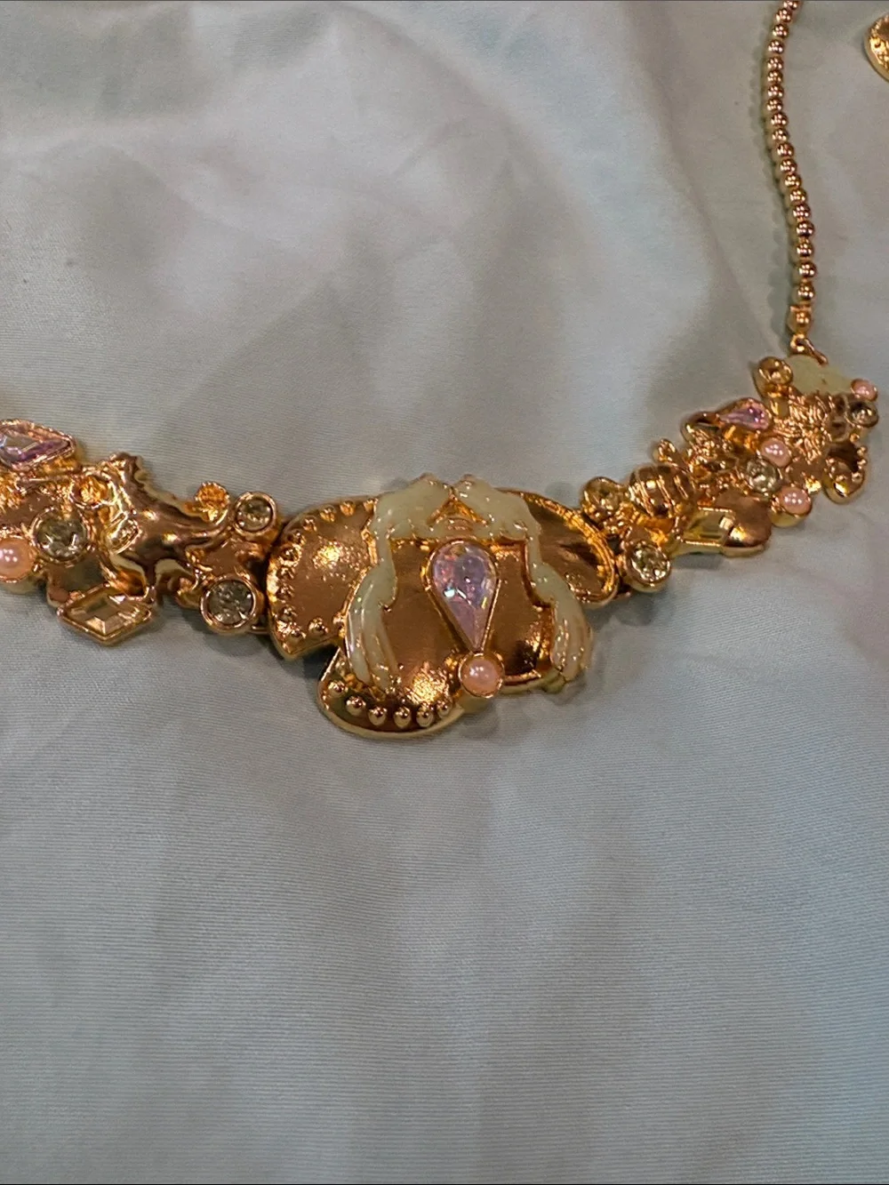 Gold Tone Floral Crystal Tiara & Necklace Set - Disney Tiana